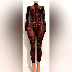 Confetti sheer mesh long sleeves jumpsuit